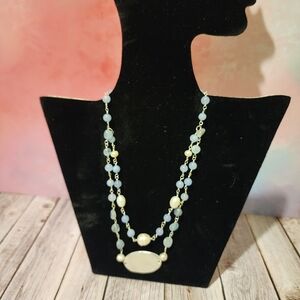 Elegant Blue and White Beaded Necklace